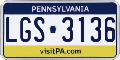 PA license plate LGS3136