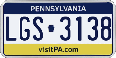 PA license plate LGS3138