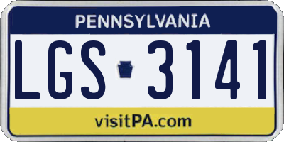 PA license plate LGS3141