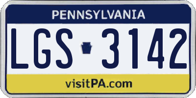 PA license plate LGS3142