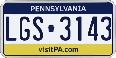 PA license plate LGS3143