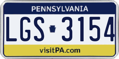PA license plate LGS3154