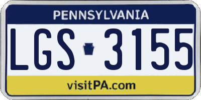 PA license plate LGS3155
