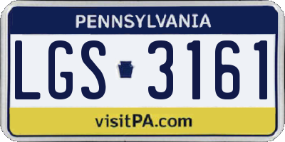 PA license plate LGS3161