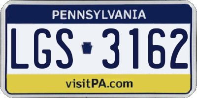 PA license plate LGS3162