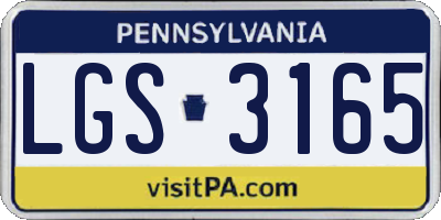 PA license plate LGS3165