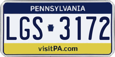 PA license plate LGS3172