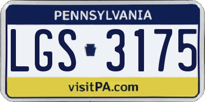 PA license plate LGS3175