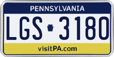 PA license plate LGS3180