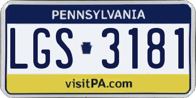 PA license plate LGS3181