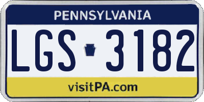 PA license plate LGS3182