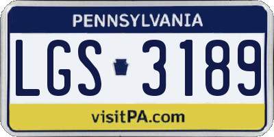 PA license plate LGS3189