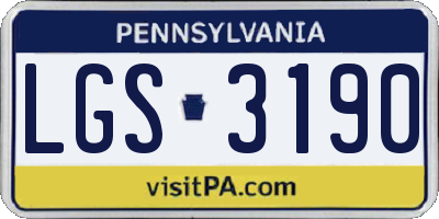 PA license plate LGS3190
