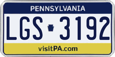 PA license plate LGS3192