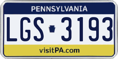 PA license plate LGS3193