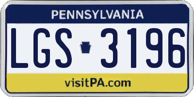 PA license plate LGS3196
