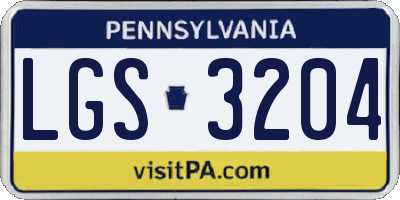 PA license plate LGS3204