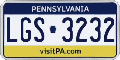PA license plate LGS3232