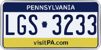 PA license plate LGS3233