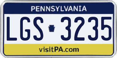 PA license plate LGS3235