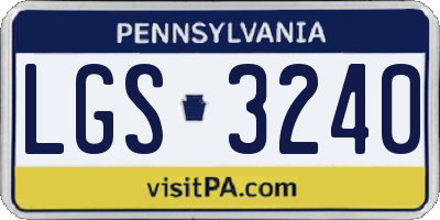 PA license plate LGS3240