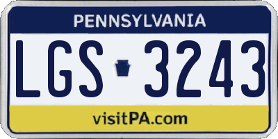 PA license plate LGS3243