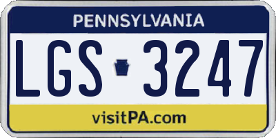 PA license plate LGS3247