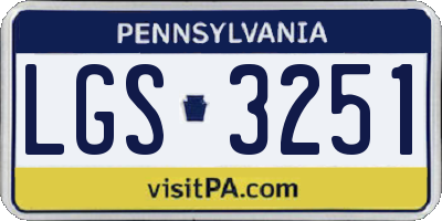 PA license plate LGS3251