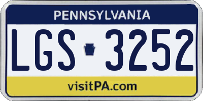 PA license plate LGS3252