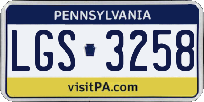 PA license plate LGS3258