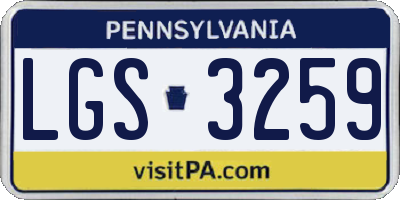 PA license plate LGS3259
