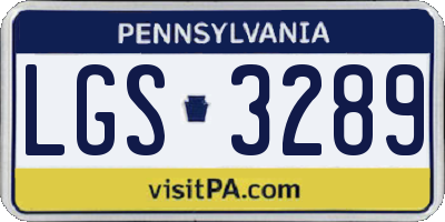 PA license plate LGS3289