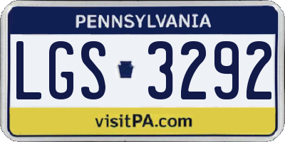 PA license plate LGS3292