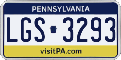PA license plate LGS3293