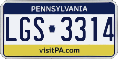 PA license plate LGS3314