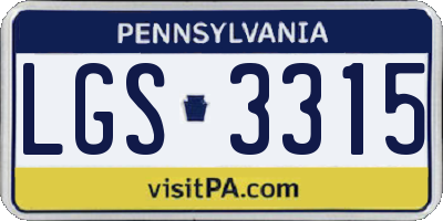 PA license plate LGS3315