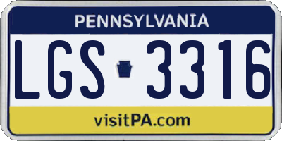 PA license plate LGS3316
