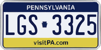 PA license plate LGS3325