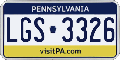 PA license plate LGS3326