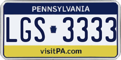 PA license plate LGS3333