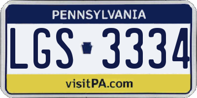 PA license plate LGS3334