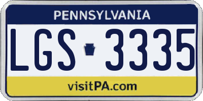 PA license plate LGS3335