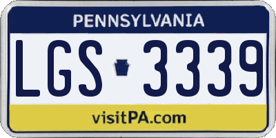 PA license plate LGS3339