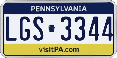 PA license plate LGS3344