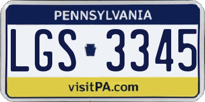 PA license plate LGS3345
