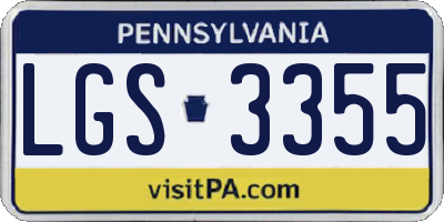 PA license plate LGS3355
