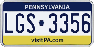 PA license plate LGS3356