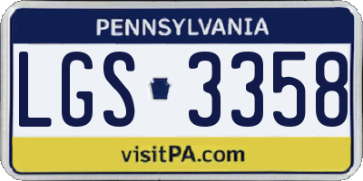 PA license plate LGS3358
