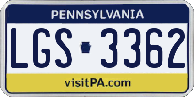 PA license plate LGS3362