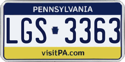 PA license plate LGS3363
